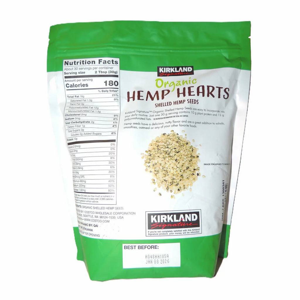 Kirkland Signature Organic Hemp Hearts – 907g | Premium Organic Shelled Hemp Seeds for Baking, Smoothies & Salads