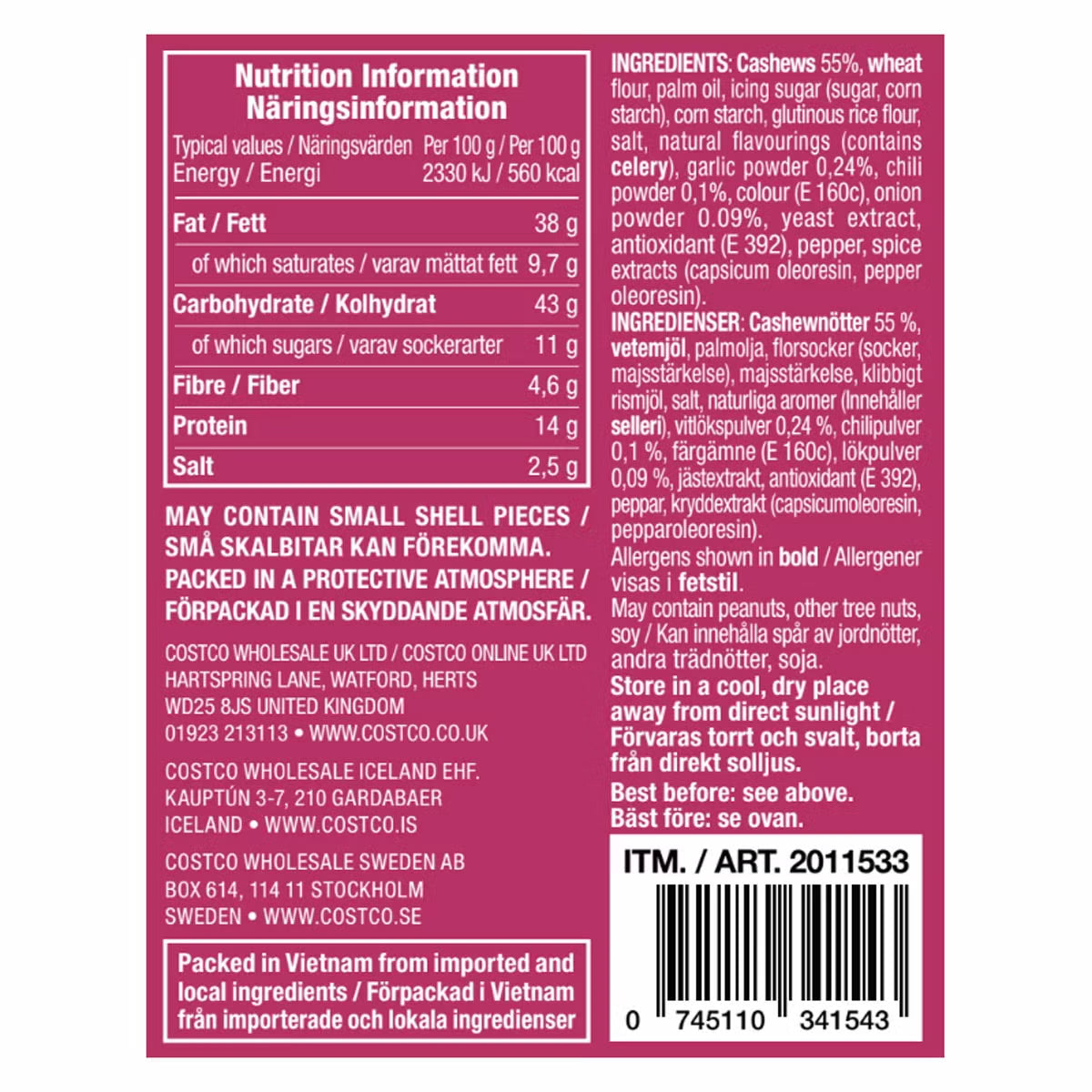 Cajun Coated Cashews, 907g