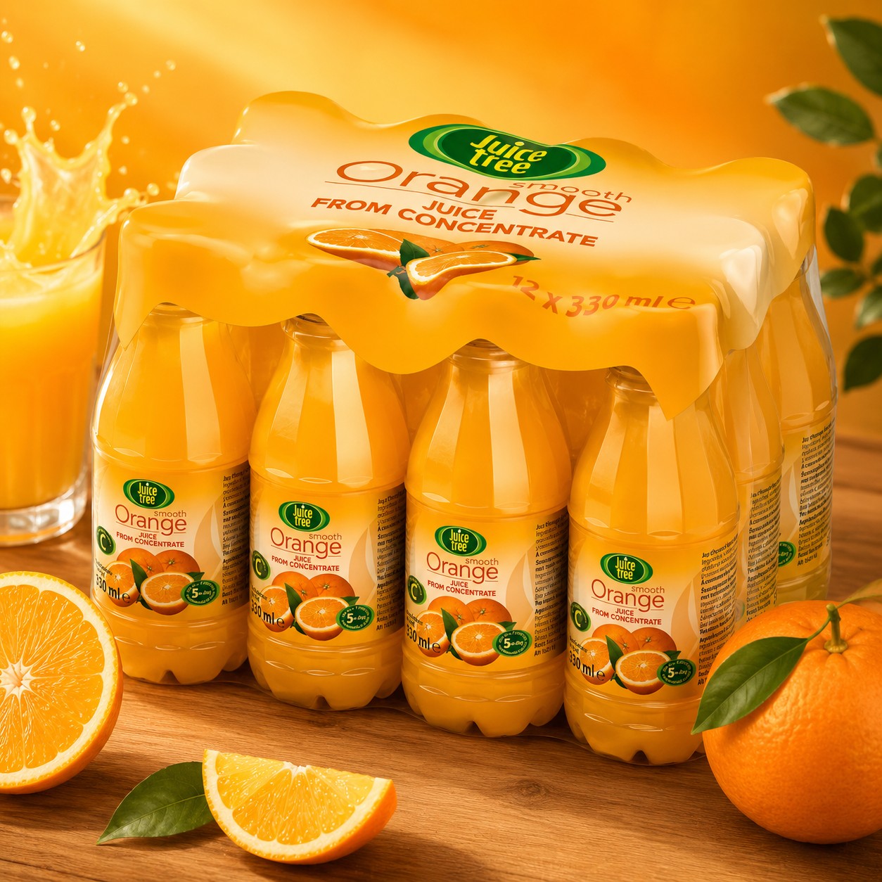 Juice Tree Orange Juice 12 x 330ml – Refreshing Citrus Fruit Juice Drink Pack