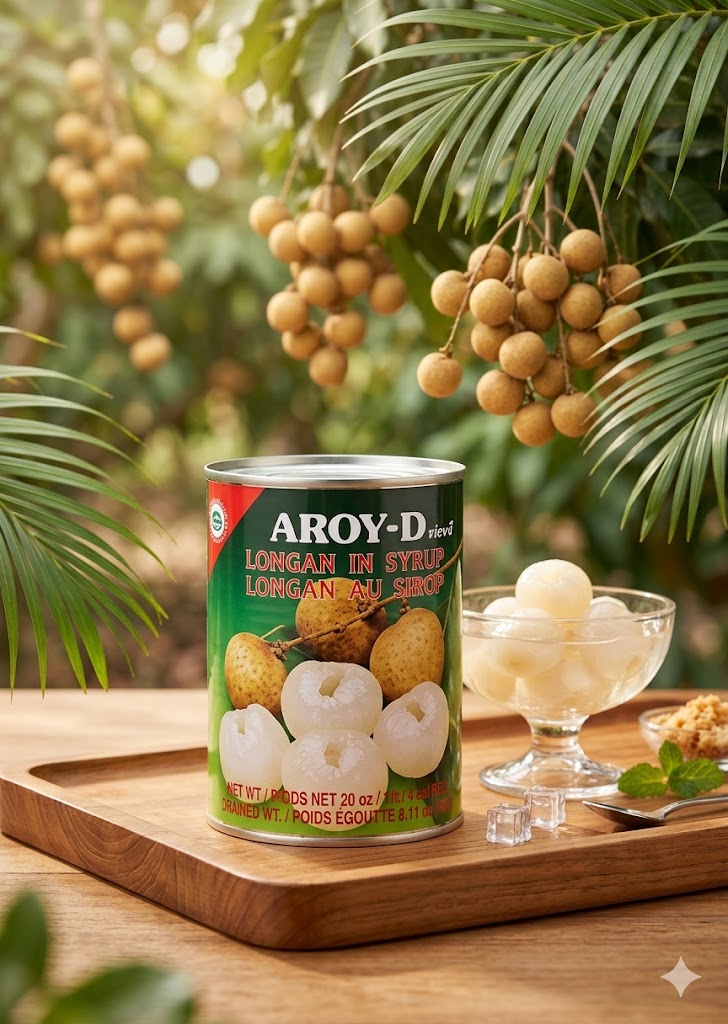 AROY-D Canned Longan in Syrup – Sweet Tropical Fruit for Desserts & Drinks