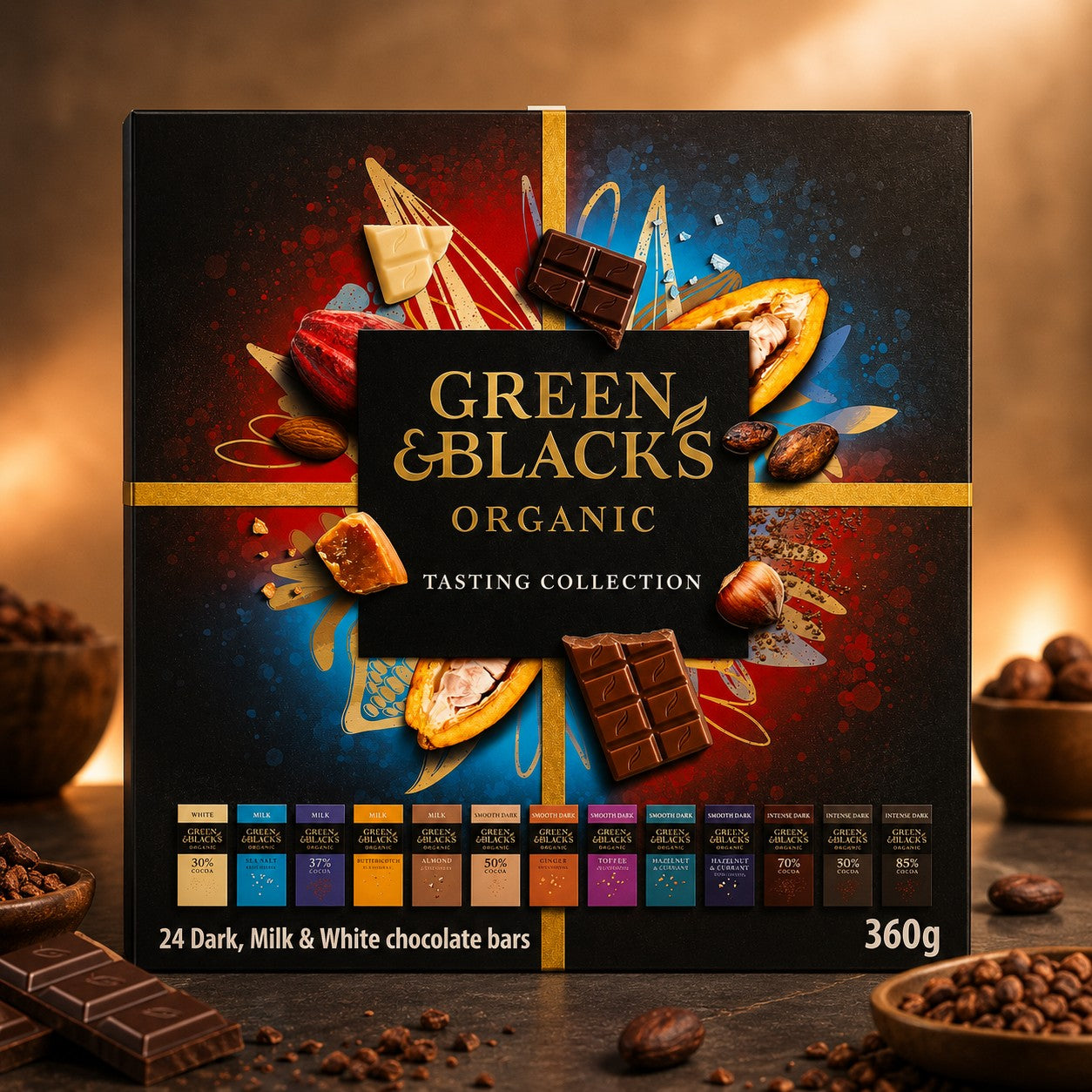 GREEN & BLACK'S Organic Dark Milk & White Chocolate Collection 24 x 15g