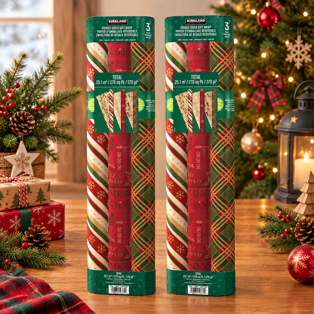 540 Sq ft Christmas Trio Wrap Pack - Traditional