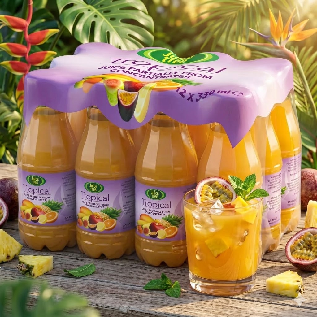 Juice Tree Tropical Juice 12 x 330ml – Exotic Mixed Fruit Juice Drink Multipack