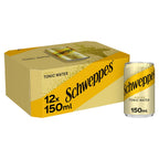 Schweppes Tonic Water 12x150ml Crisp Sparkling Beverage Pack