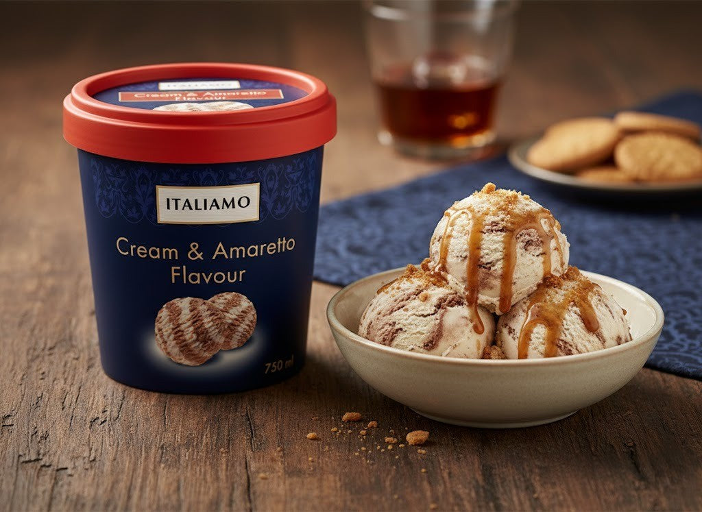 Cream & Amaretto Flavour Ice Cream 750ml Summer Indulgence
