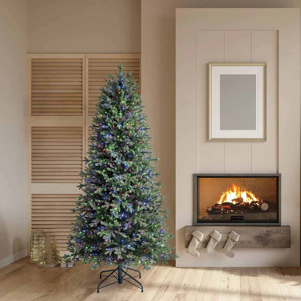 6.5ft (1.98m) Pre-Lit Aspen Artificial Christmas Tree with 1200 Colour Changing Micro LED Lights