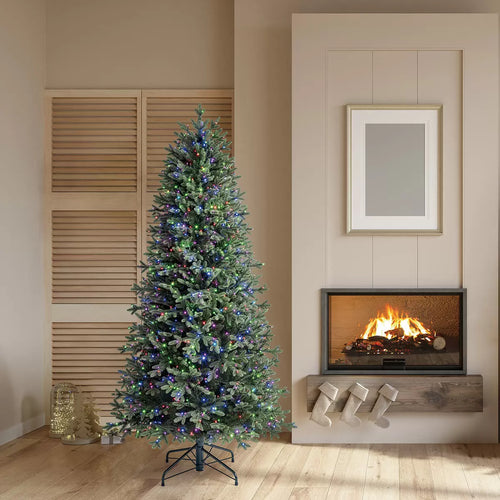 6.5ft (1.98m) Pre-Lit Aspen Artificial Christmas Tree with 1200 Colour Changing Micro LED Lights