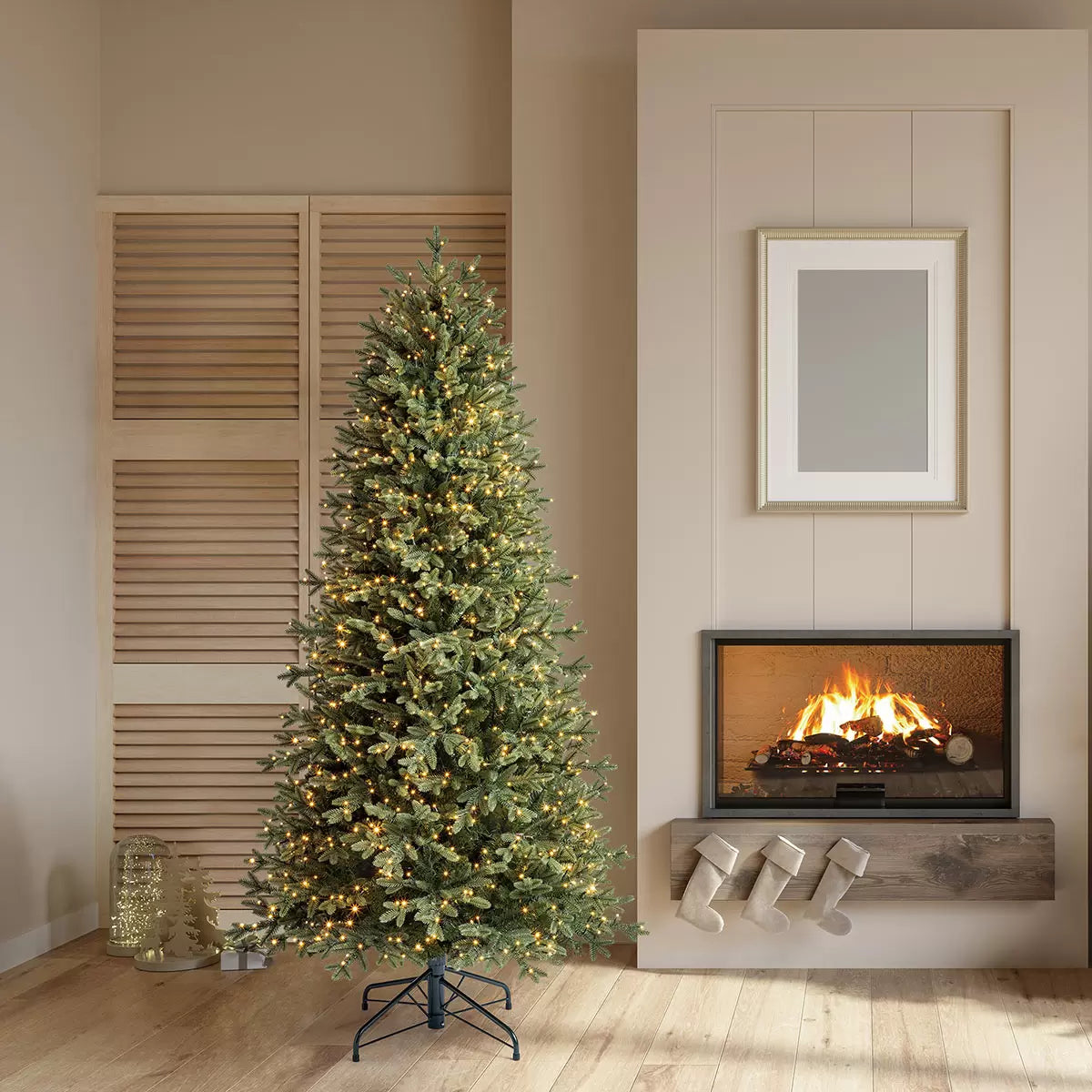 6.5ft (1.98m) Pre-Lit Aspen Artificial Christmas Tree with 1200 Colour Changing Micro LED Lights