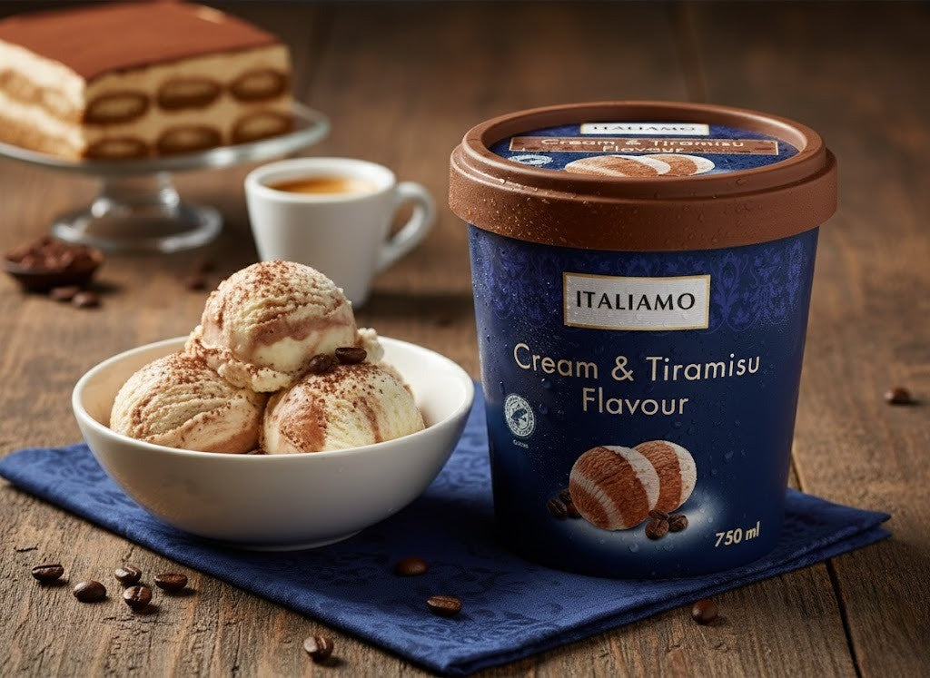 Cream & Tiramisu Flavour Ice Cream 750ml Summer Delight Dessert