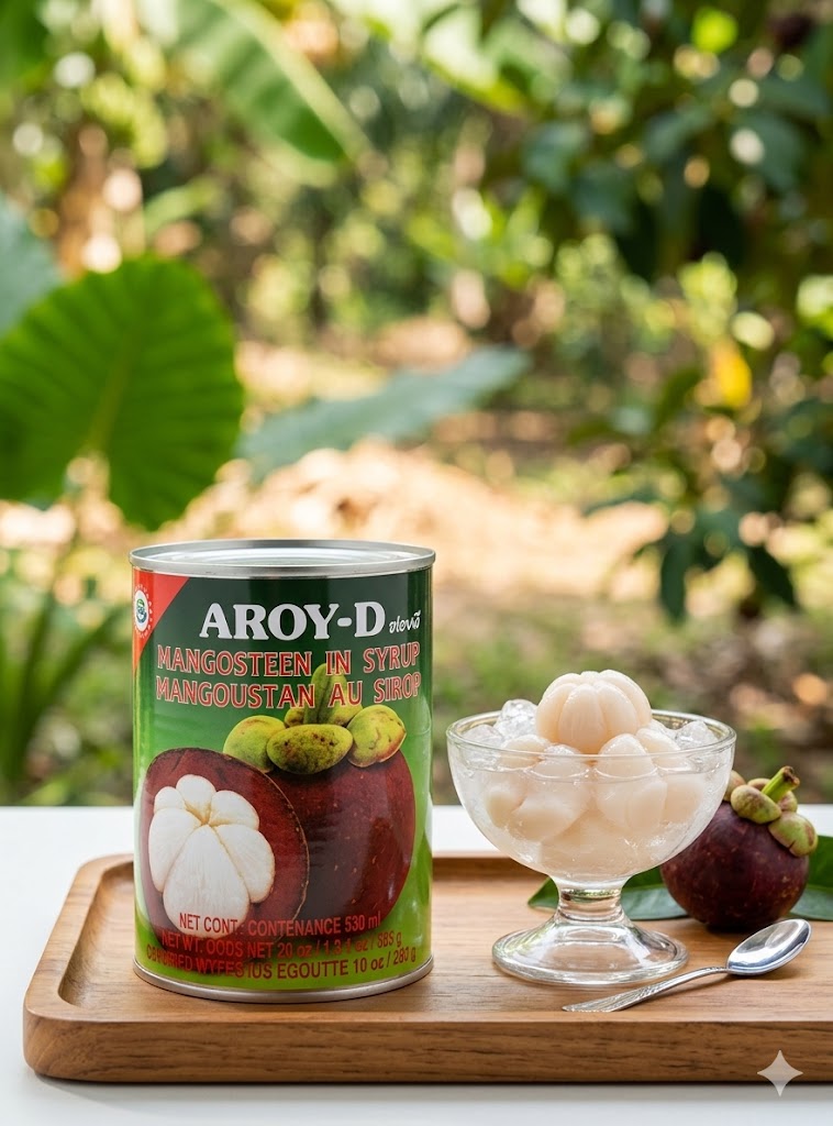 AROY-D Canned Mangosteen in Syrup – Premium Tropical Fruit for Desserts & Drinks