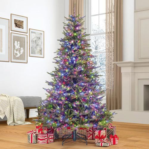7.5 ft (2.3m) Pre-Lit Euro Style Artificial Christmas Tree With 1400 Colour Changing Twinkle Micro LED LightsLED Tree
