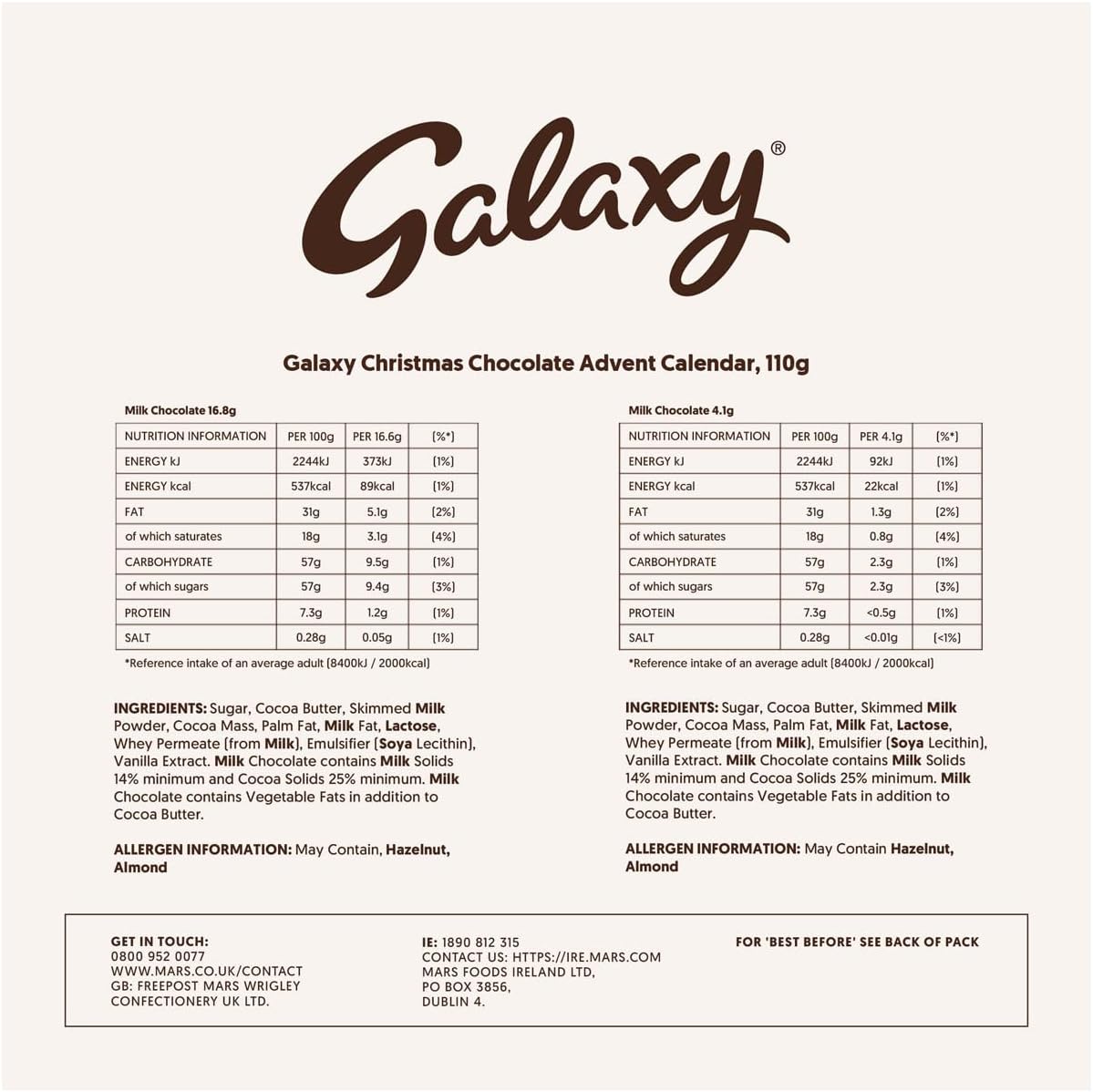 Galaxy Advent Calendar 110G (Pack of 1)