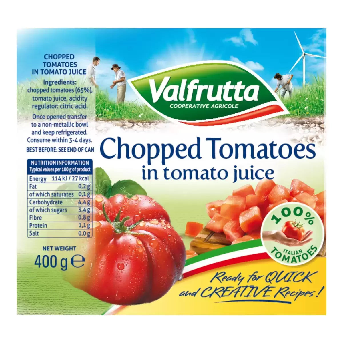 Valfrutta Chopped Tomatoes, 12 x 400g