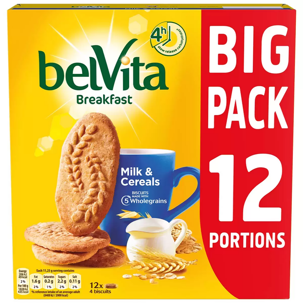 BelVita Breakfast Milk & Cereals 2 x 12 Pack – Wholegrain Breakfast Biscuits