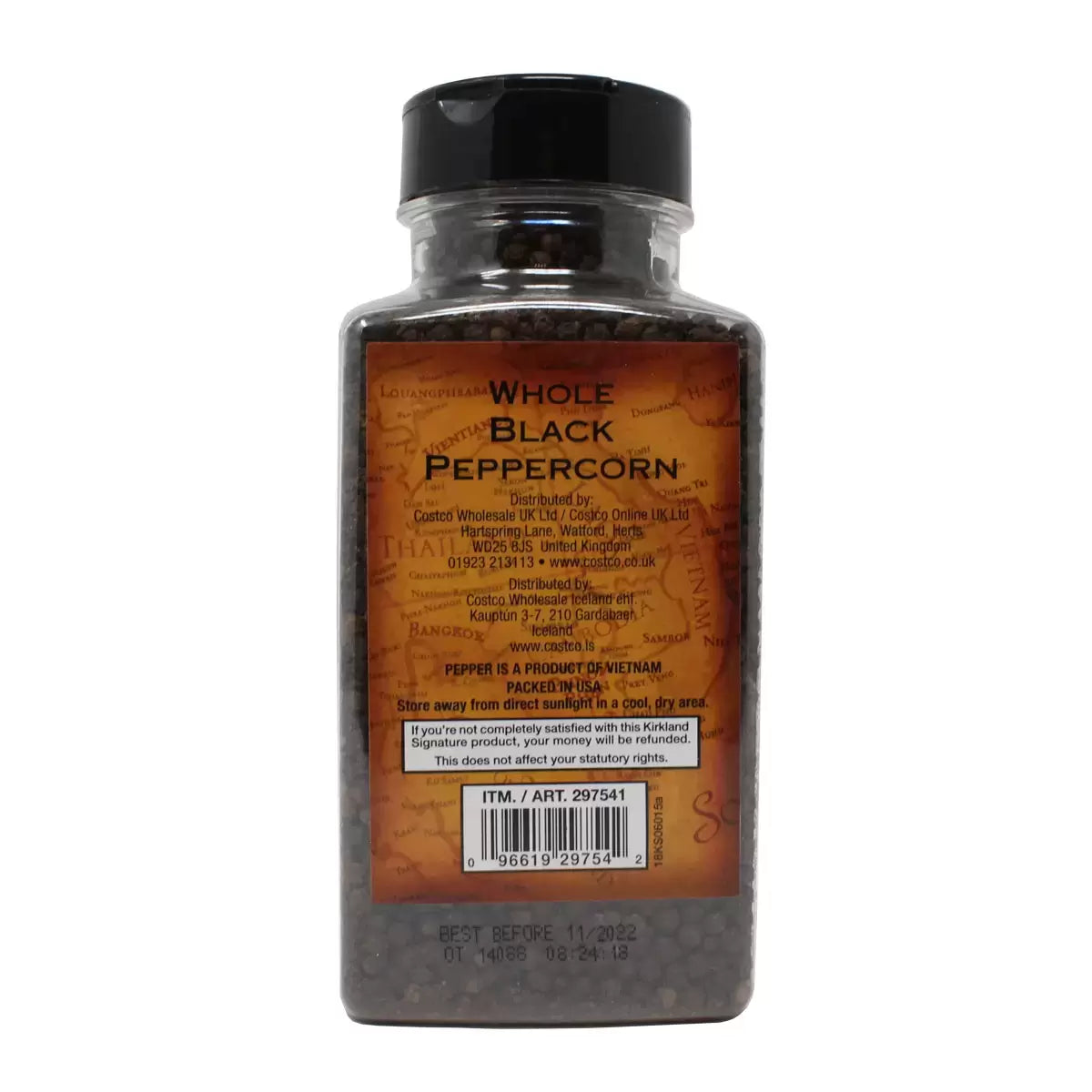 Kirkland Signature Whole Black Peppercorns 399g | Premium Whole Peppercorns | Bold & Aromatic Seasoning | Ideal for Grinders, Cooking & Everyday Use