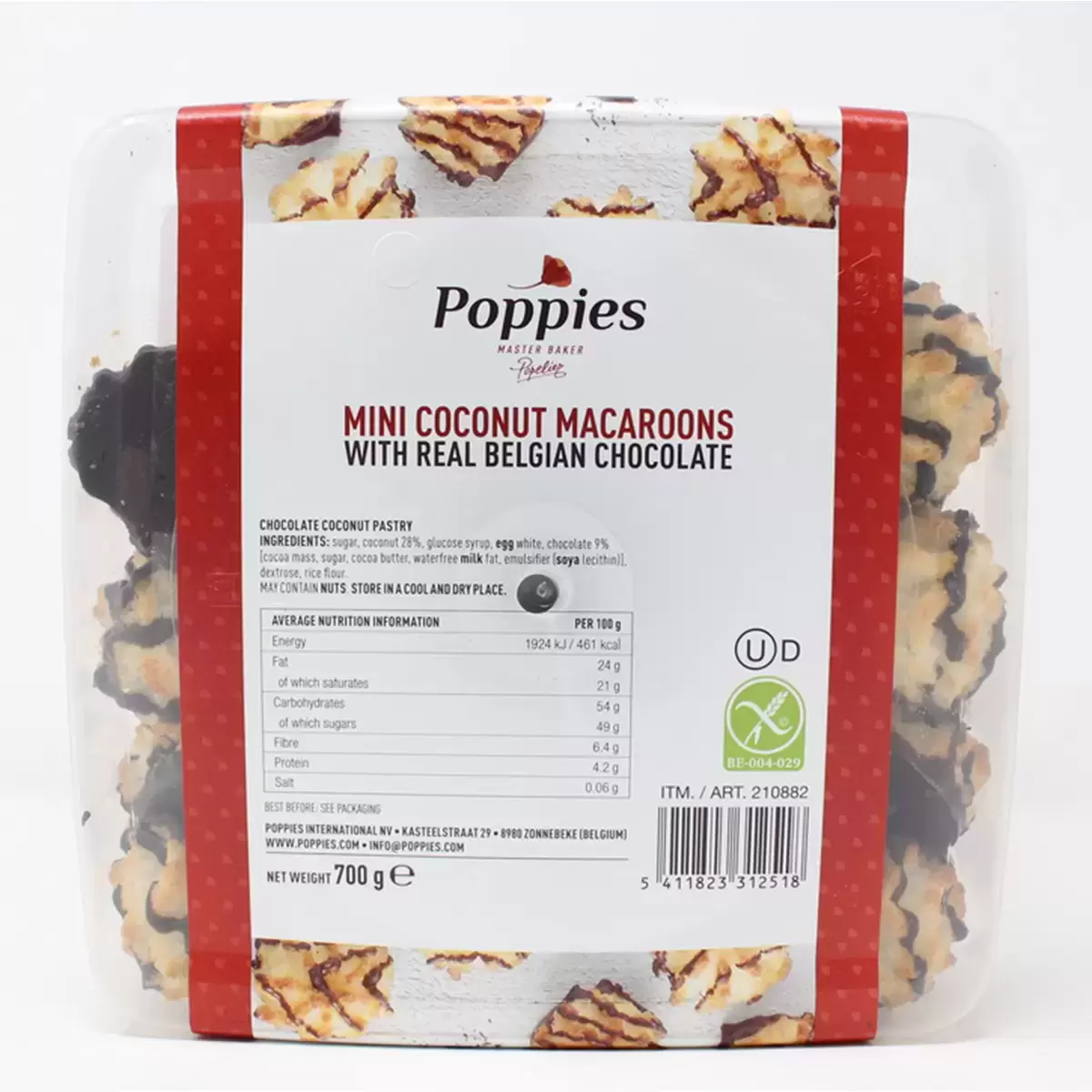 Poppies Mini Coconut Macaroons with Real Belgian Chocolate 700 g