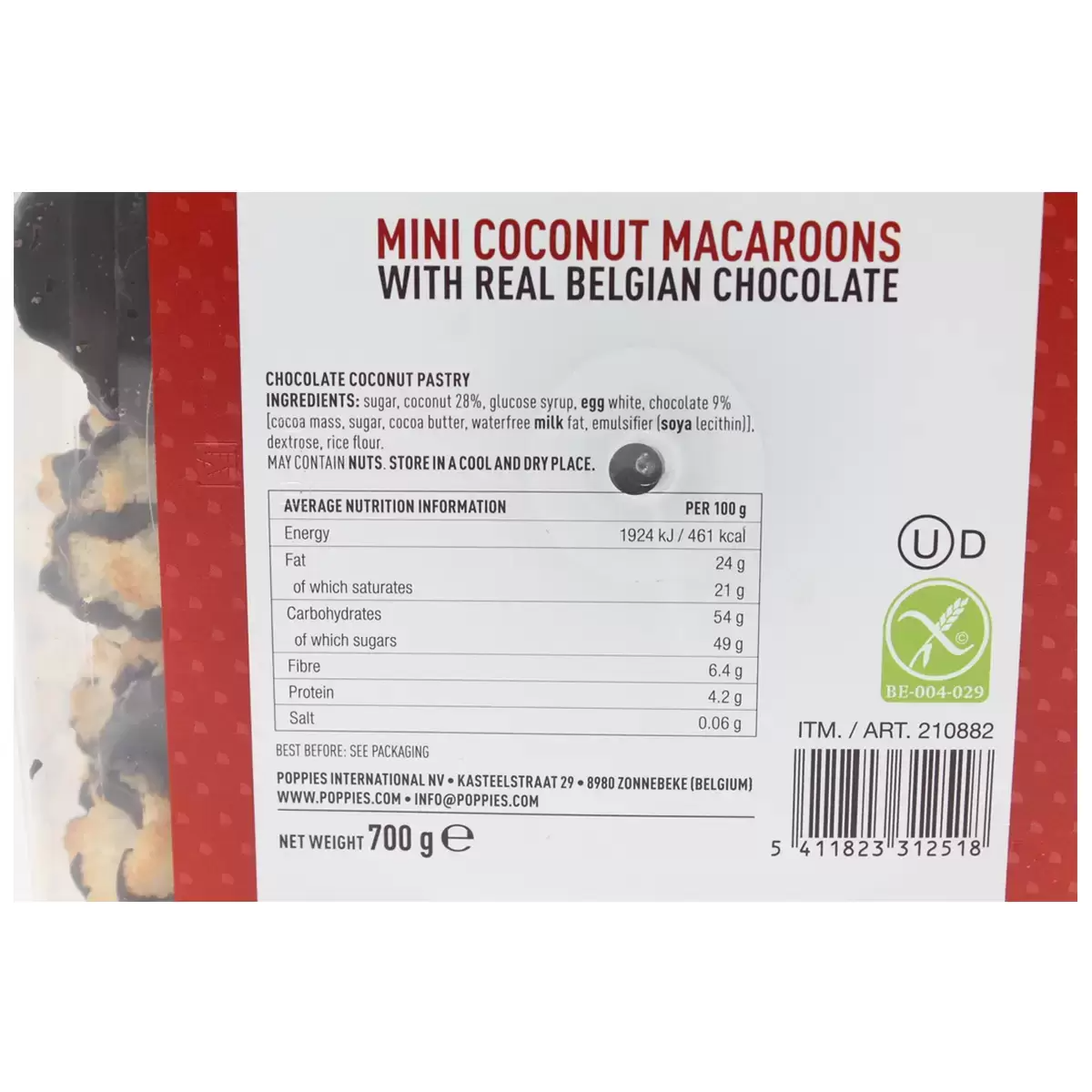 Poppies Mini Coconut Macaroons with Real Belgian Chocolate 700 g