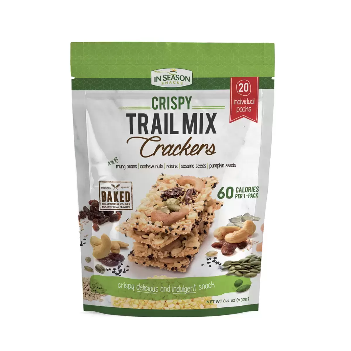 In Season Crispy Trail Mix Crackers 232 g – Crunchy Savoury Snack with Seeds & Grains