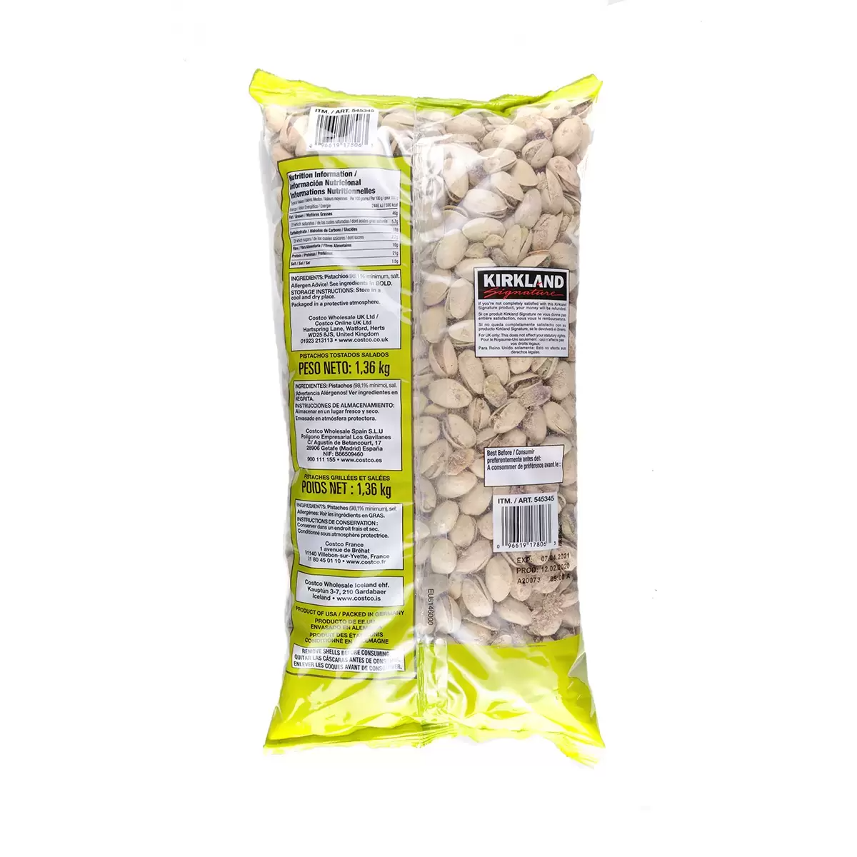 Kirkland Signature Roasted & Salted Pistachios, 1.36kg