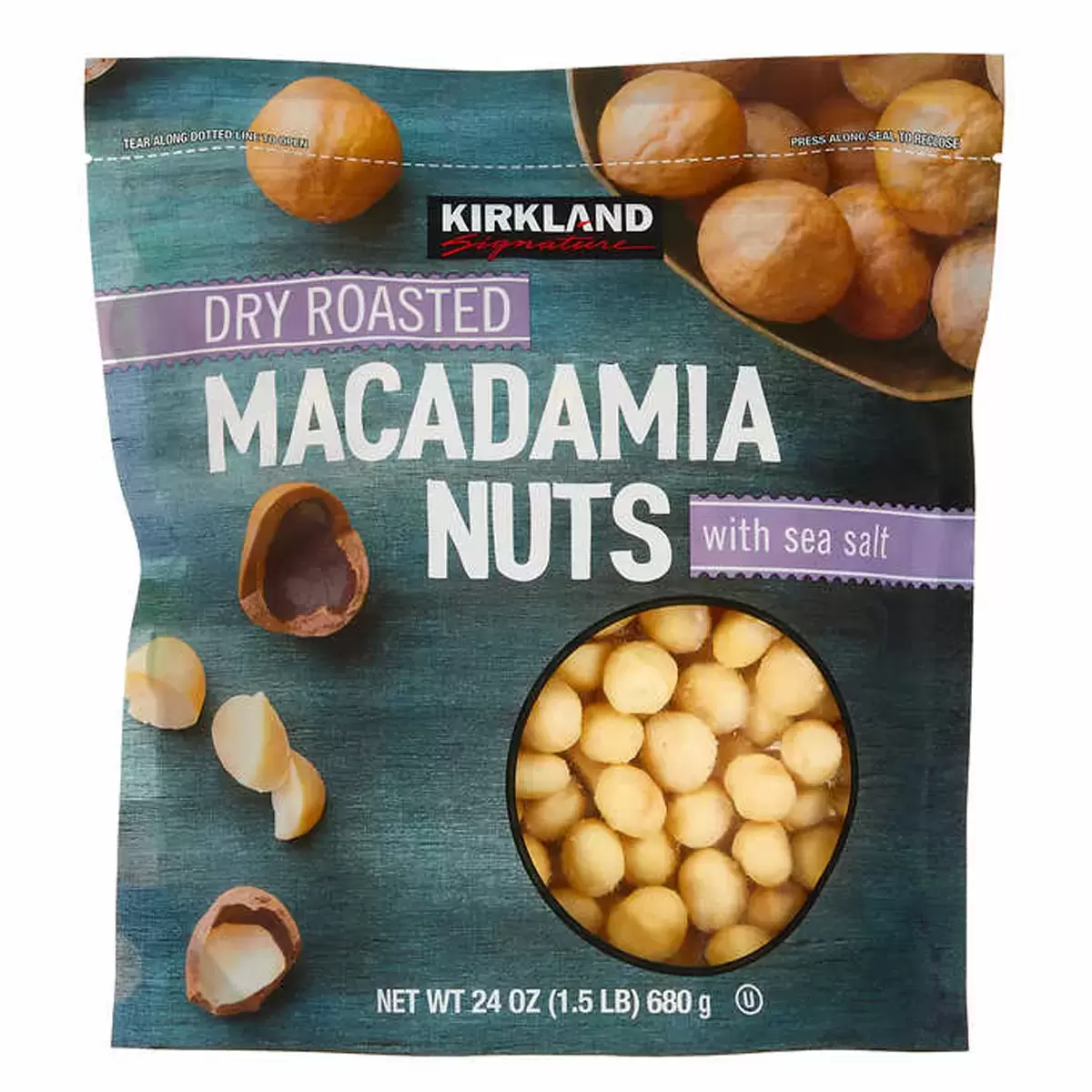Kirkland Signature Dry Roasted Macadamia Nuts with Sea Salt 680g