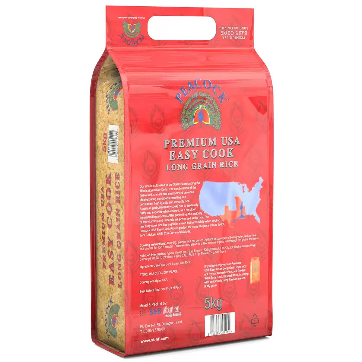 Peacock Premium USA Easy Cook Long Grain Rice, 5kg