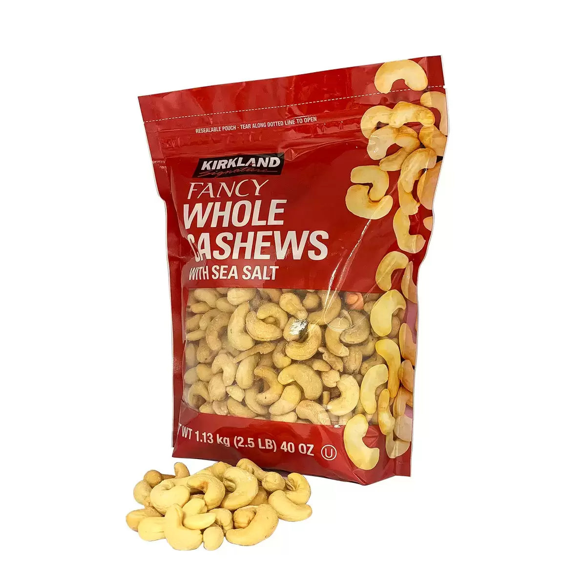 Kirkland Signature Whole Cashews with Sea Salt – Premium Roasted Cashew Nuts 1.13 kg