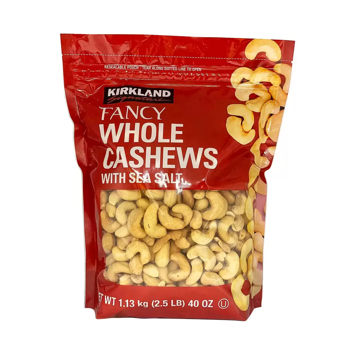 Kirkland Signature Whole Cashews with Sea Salt – Premium Roasted Cashew Nuts 1.13 kg
