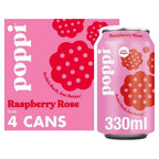 Poppi Raspberry & Rose Soda Cans 4x330ml Floral Fruity Sparkling Drink