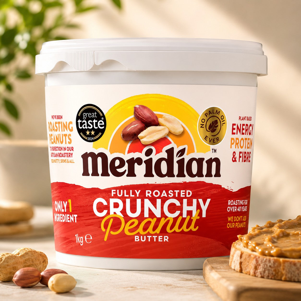 Meridian Crunchy Peanut Butter 1kg High Protein Nut Butter Spread