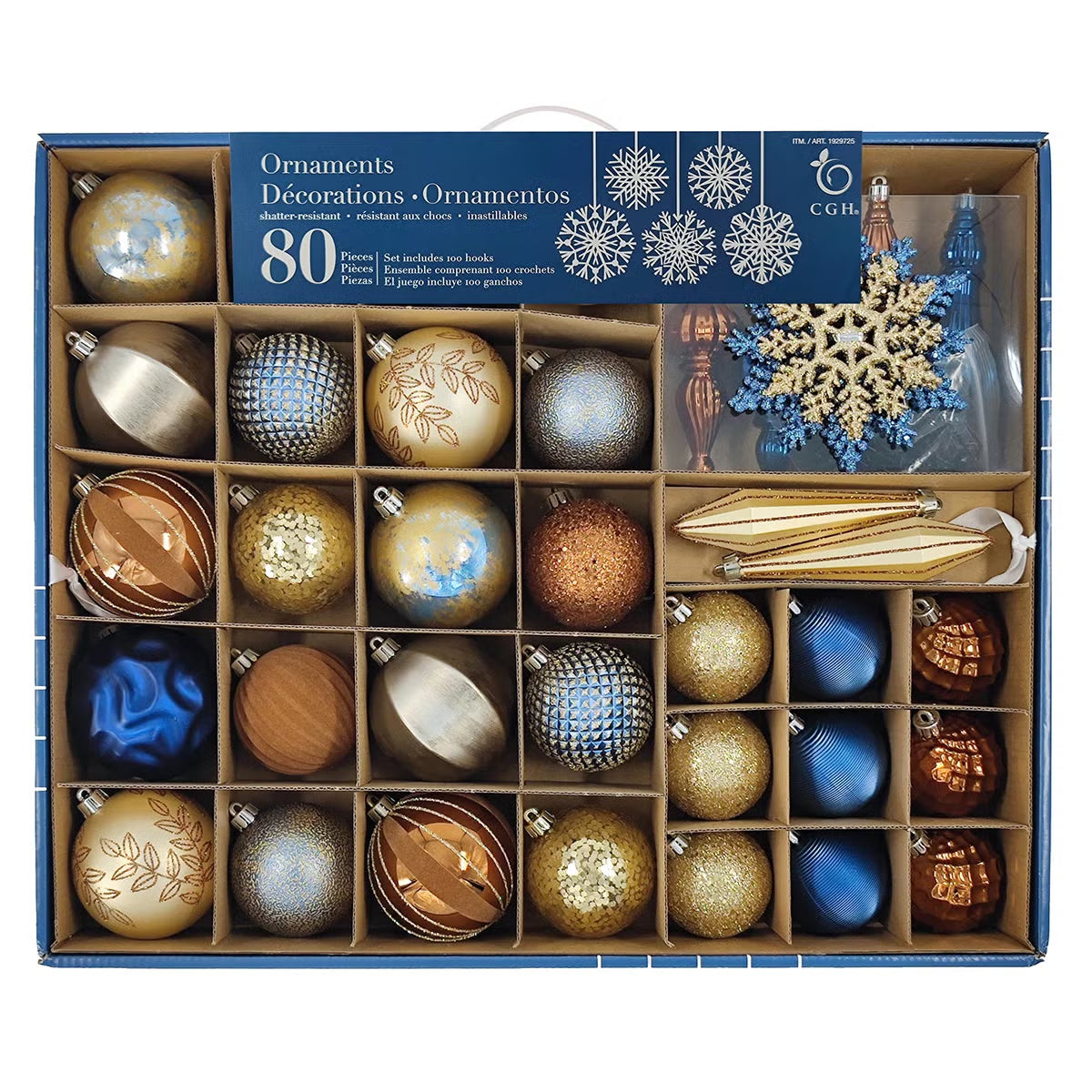 80CT Shatterproof ornament Set Blue