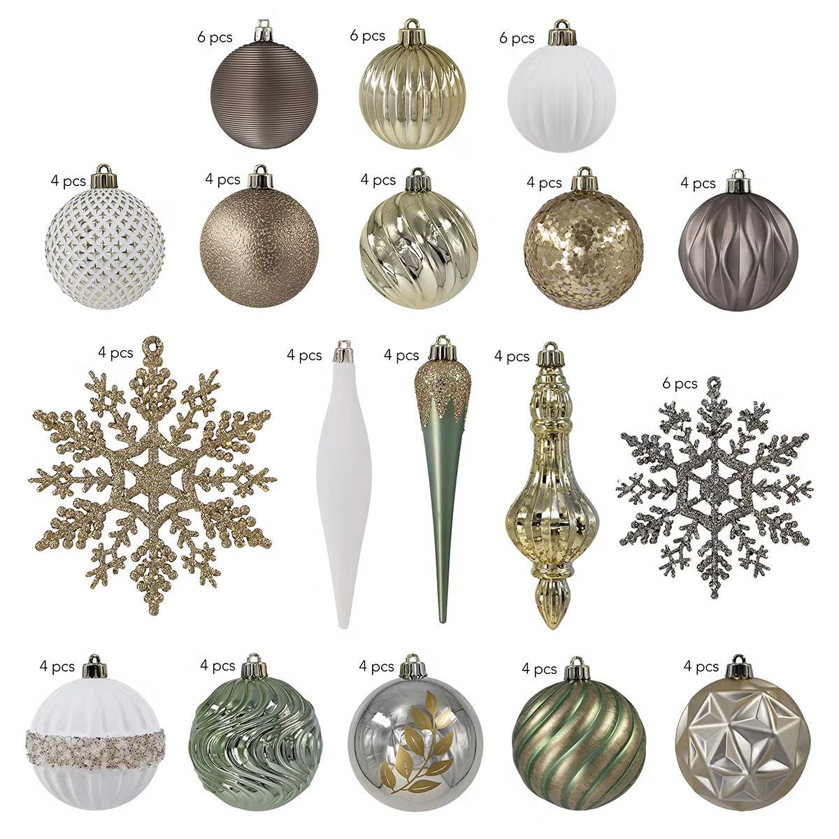 80CT Shatterproof ornament Set Gold