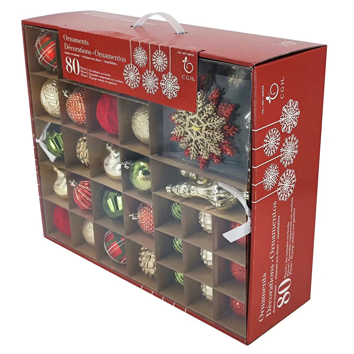 80CT Shatterproof ornament Set Red