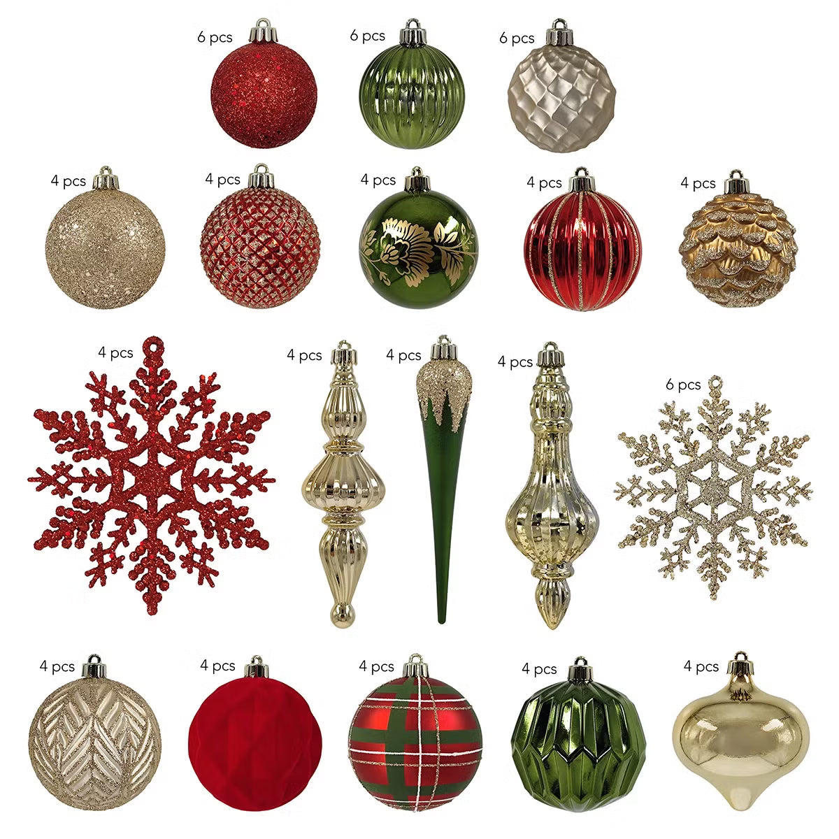 80CT Shatterproof ornament Set Red