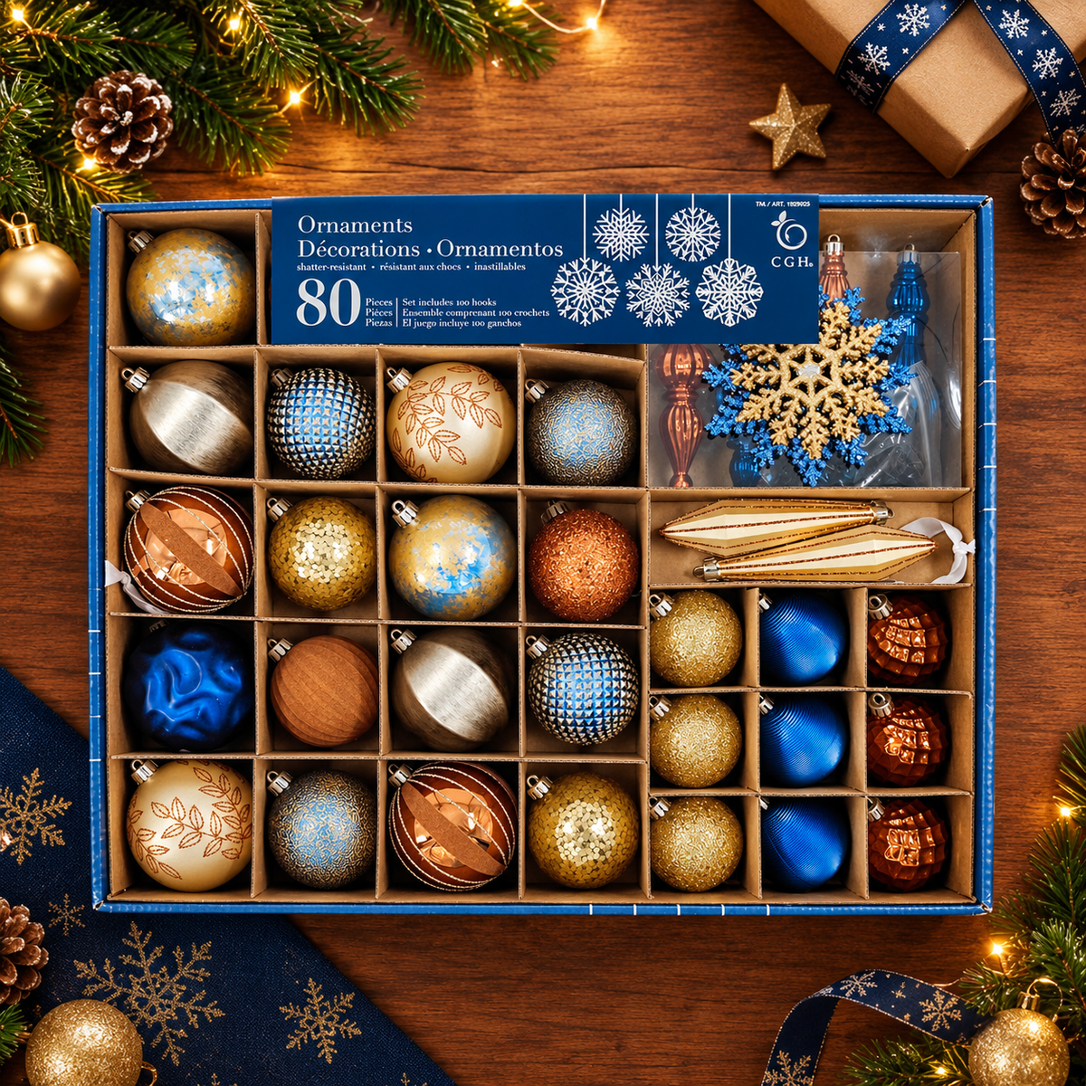 80CT Shatterproof ornament Set Blue