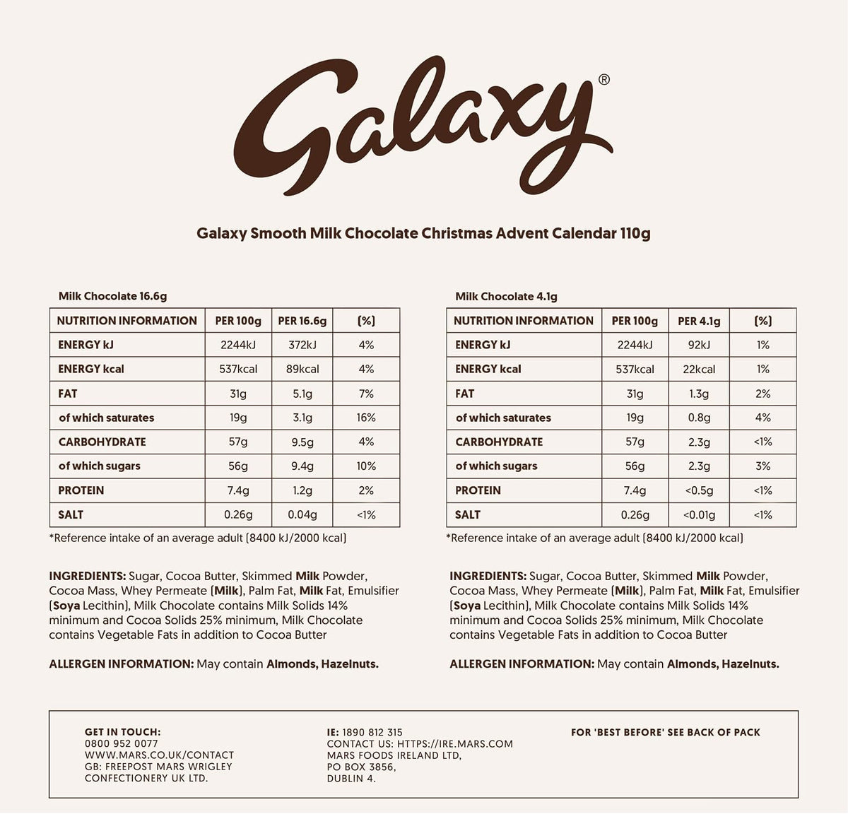 Galaxy Advent Calendar 110G (Pack of 1)