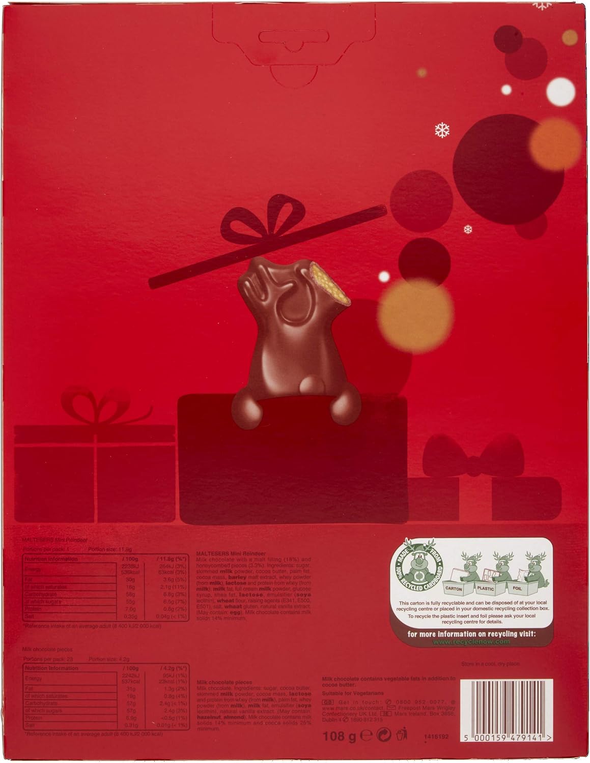 Maltesers Reindeer Chocolate Advent Calendar 108G (Pack of 1)