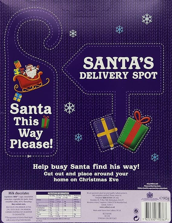 Cadbury Dairy Milk Chocolate Xmas Advent Calendar 90g (Pack of 1)