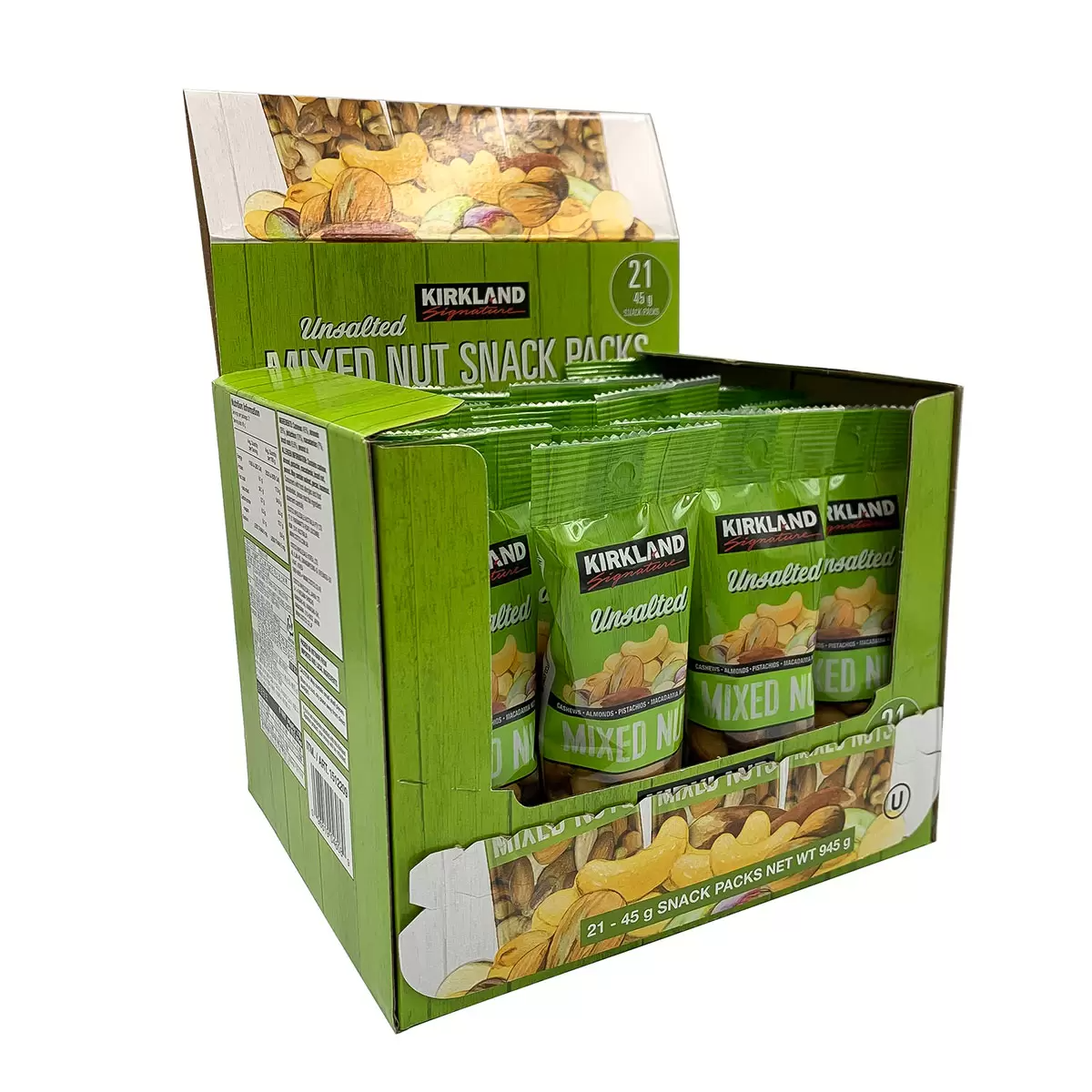 Kirkland Signature Unsalted Mixed Nut Snack Packs - 21 Count (45g Individual Packs)