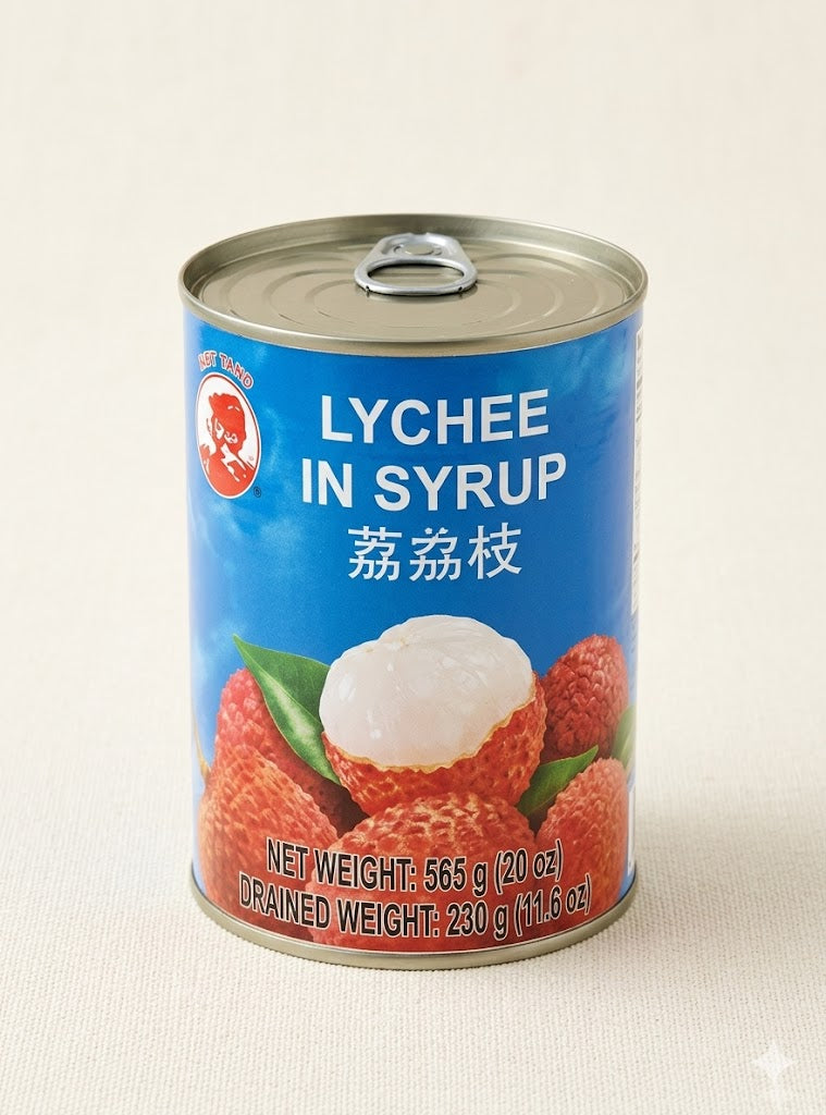 COCK BRAND Lychee in Syrup Sweet Tropical Fruit for Desserts Drinks Recipes