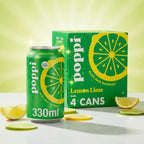Poppi Lemon & Lime Soda Cans 4x330ml Citrus Sparkling Refreshment
