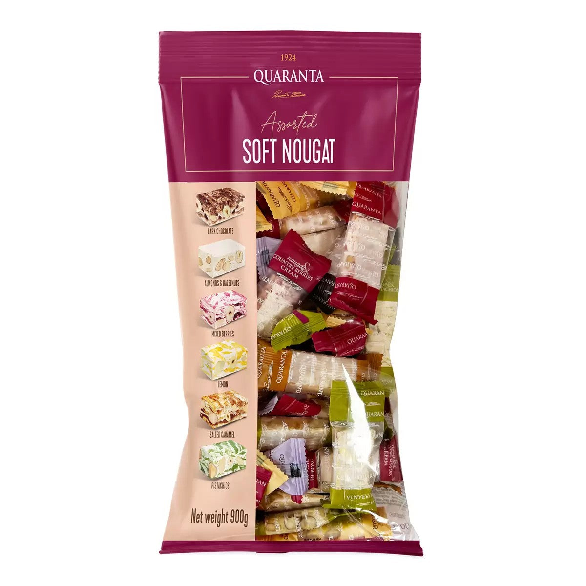 Quaranta Assorted Italian Soft Nougat 900g Traditional Gourmet Sweet Selection