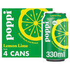Poppi Lemon & Lime Soda Cans 4x330ml Citrus Sparkling Refreshment