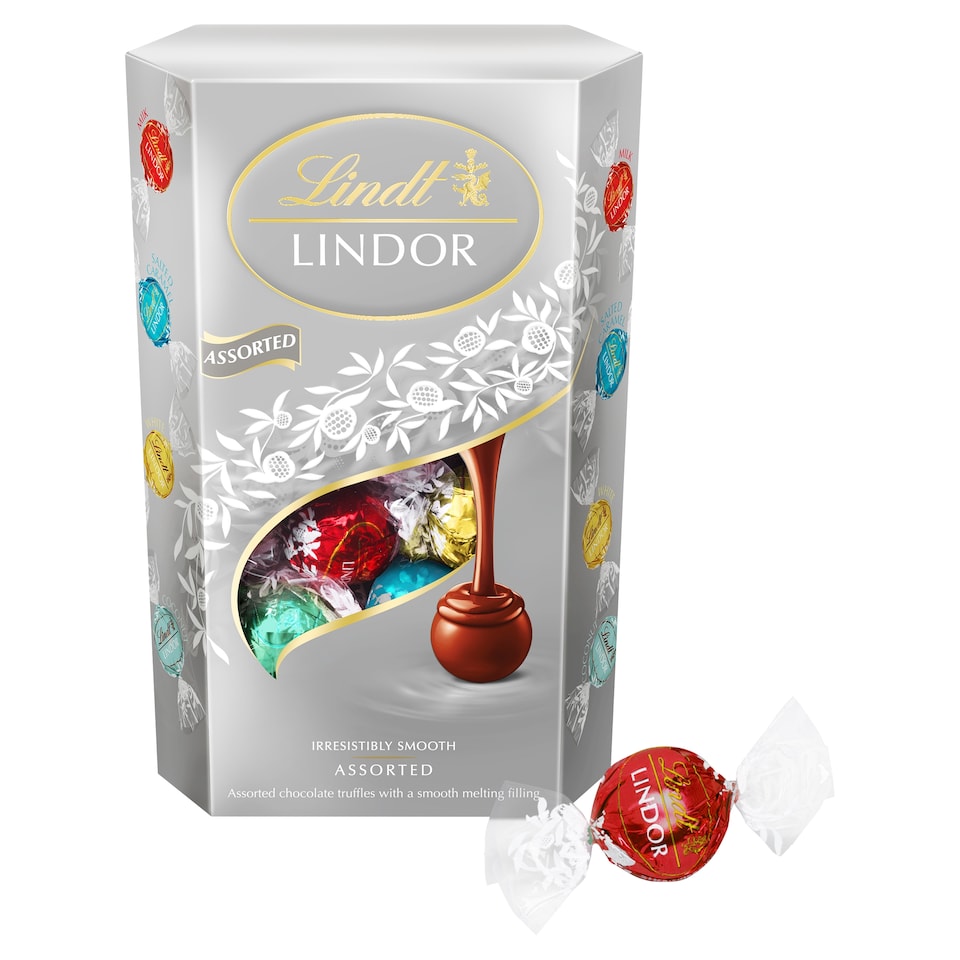 Lindt Lindor Silver Assorted Chocolate Truffles Box 337g Luxury Gift Selection