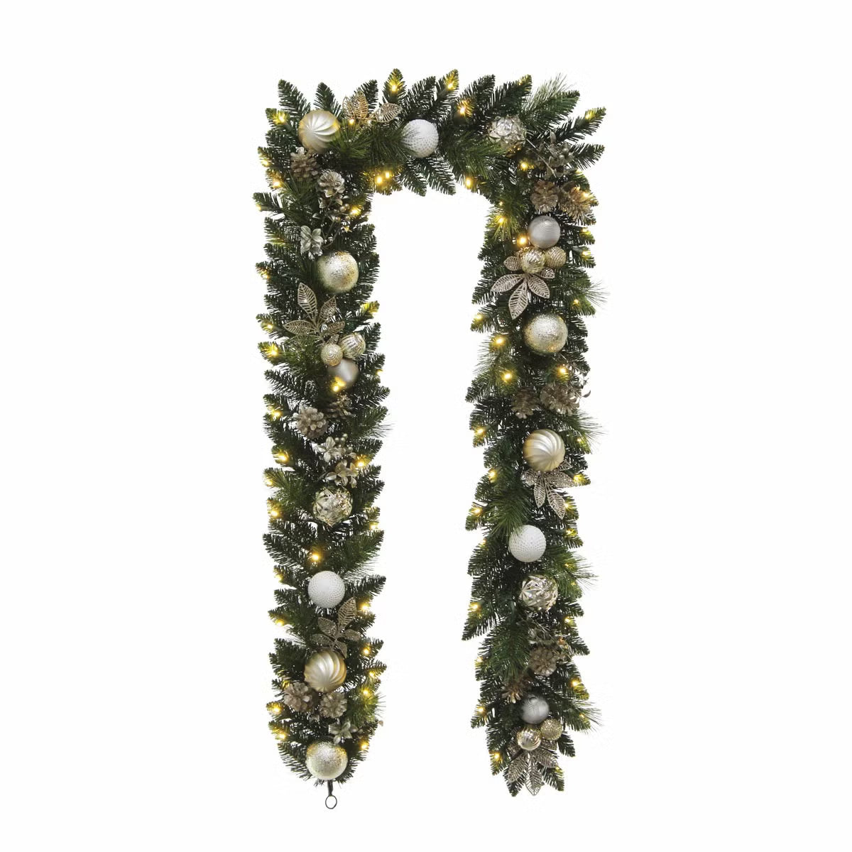 9 ft Pre-lit Christmas Artificial Garland With Twinkling LED Lights Metallic