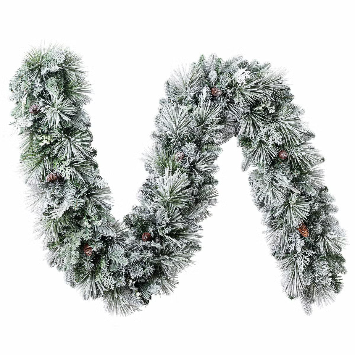 9ft Pre-Lit Flocked Garland With Twinkle LED Lights