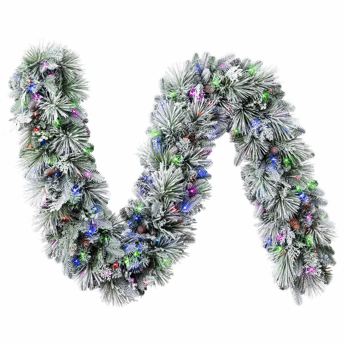 9ft Pre-Lit Flocked Garland With Twinkle LED Lights