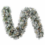 9ft Pre-Lit Flocked Garland With Twinkle LED Lights