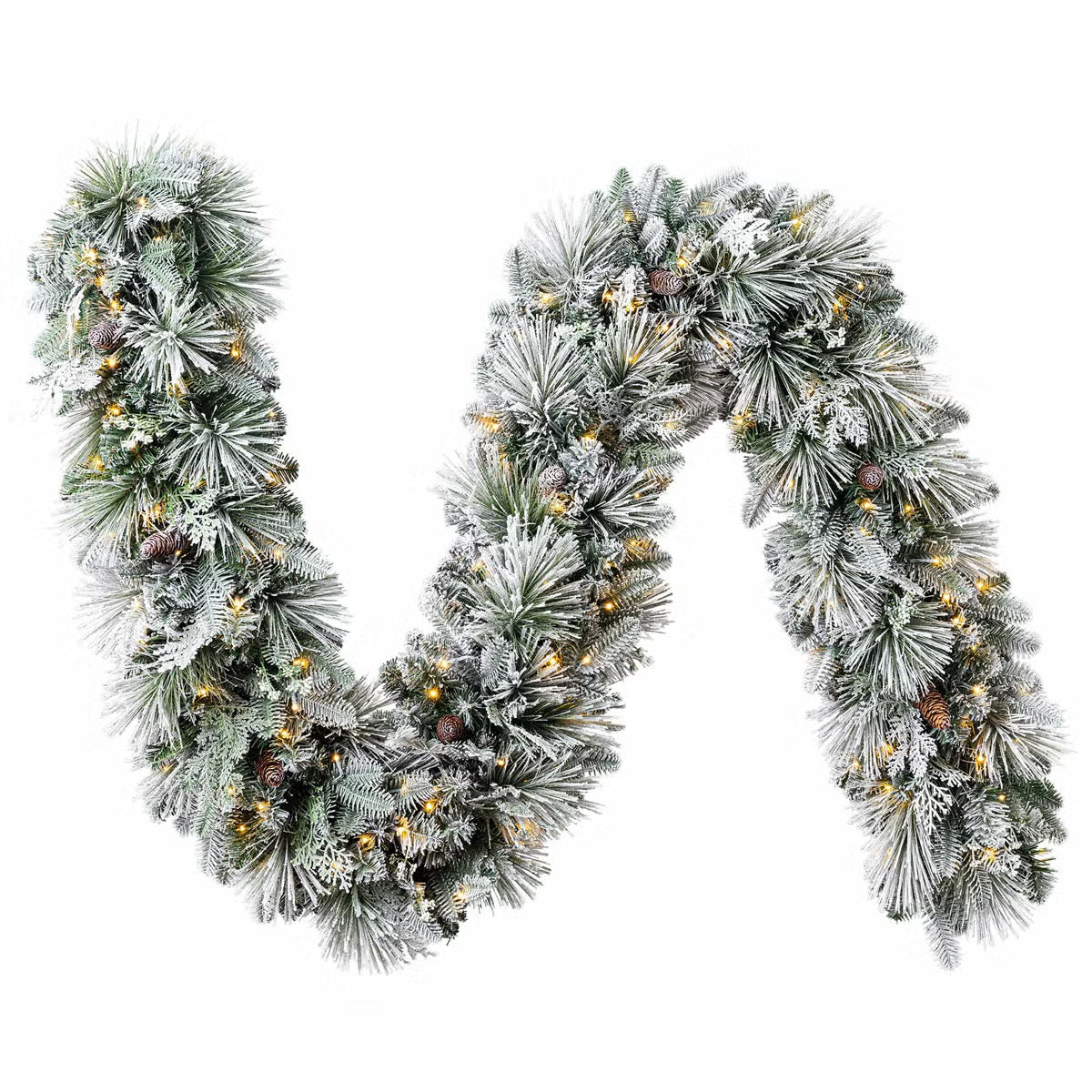 9ft Pre-Lit Flocked Garland With Twinkle LED Lights