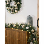 9 ft Pre-lit Christmas Artificial Garland With Twinkling LED Lights Metallic