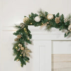 9 ft Pre-lit Christmas Artificial Garland With Twinkling LED Lights Metallic